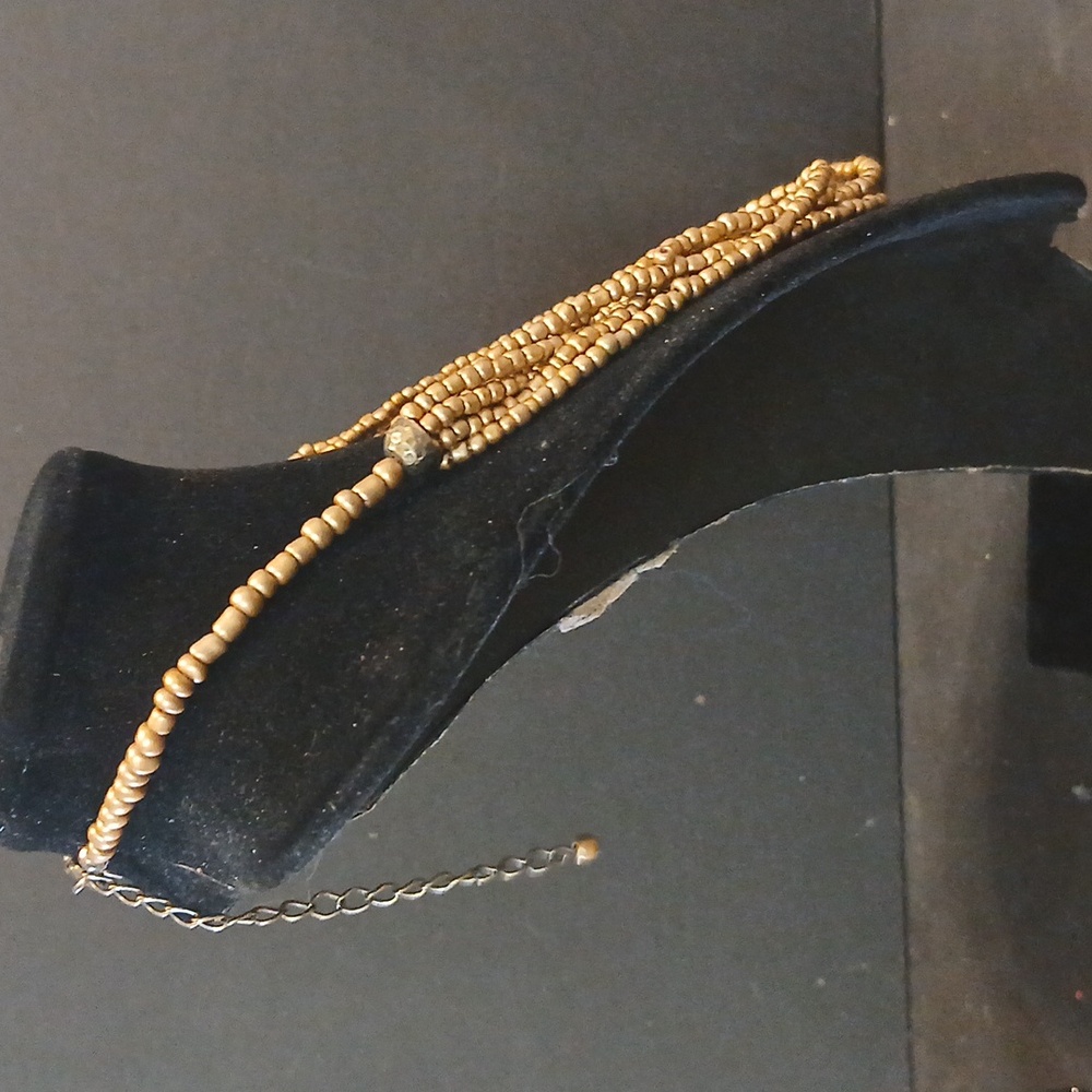 Elegant Gold Multi Stramd Beaded Necklace - Picture 7 of 8